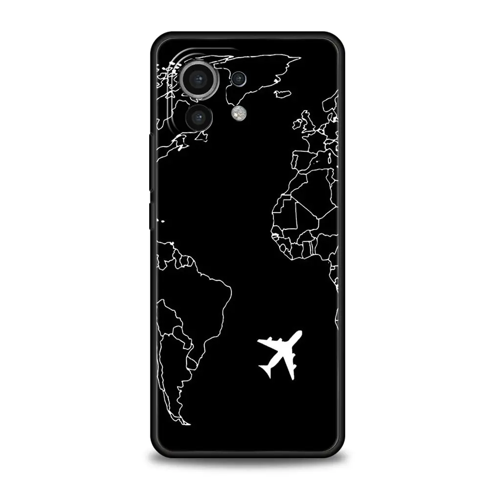 Cartoon World map scenery direction Case For Xiaomi 14 13T 12T Pro 12 13 11 Ultra Mi Note 10 Lite 10T 5G Pro 11T 11i 9T Cover
