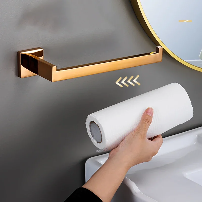 Set di accessori per il bagno in oro brillante di lusso accessori appendiabiti in acciaio inossidabile appendiabiti portasciugamani porta carta