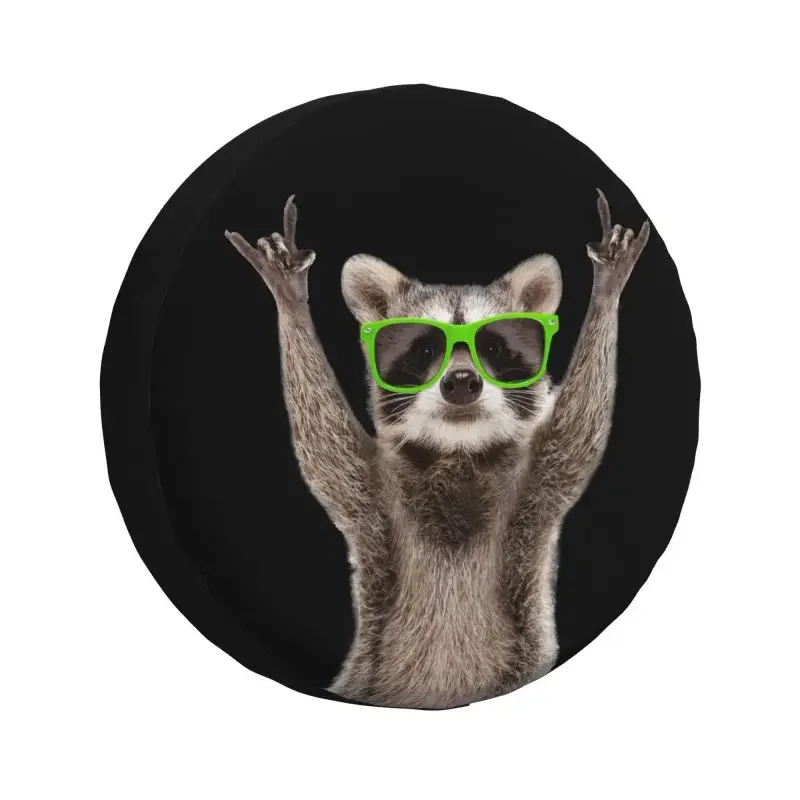 Custom Raccoon Green Sunglasses Spare Tire Cover   RV SUV Trailer Animals Car Wheel Protector Covers 14