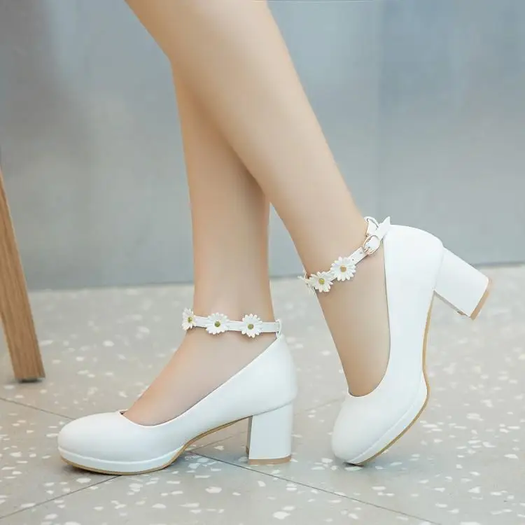 Student Girls High Heel Shoes 3-6cm high Kid Leather Shoes Young Girls Dance Shoes Prince Party Shoes  Flower lace-up Kid Shoes