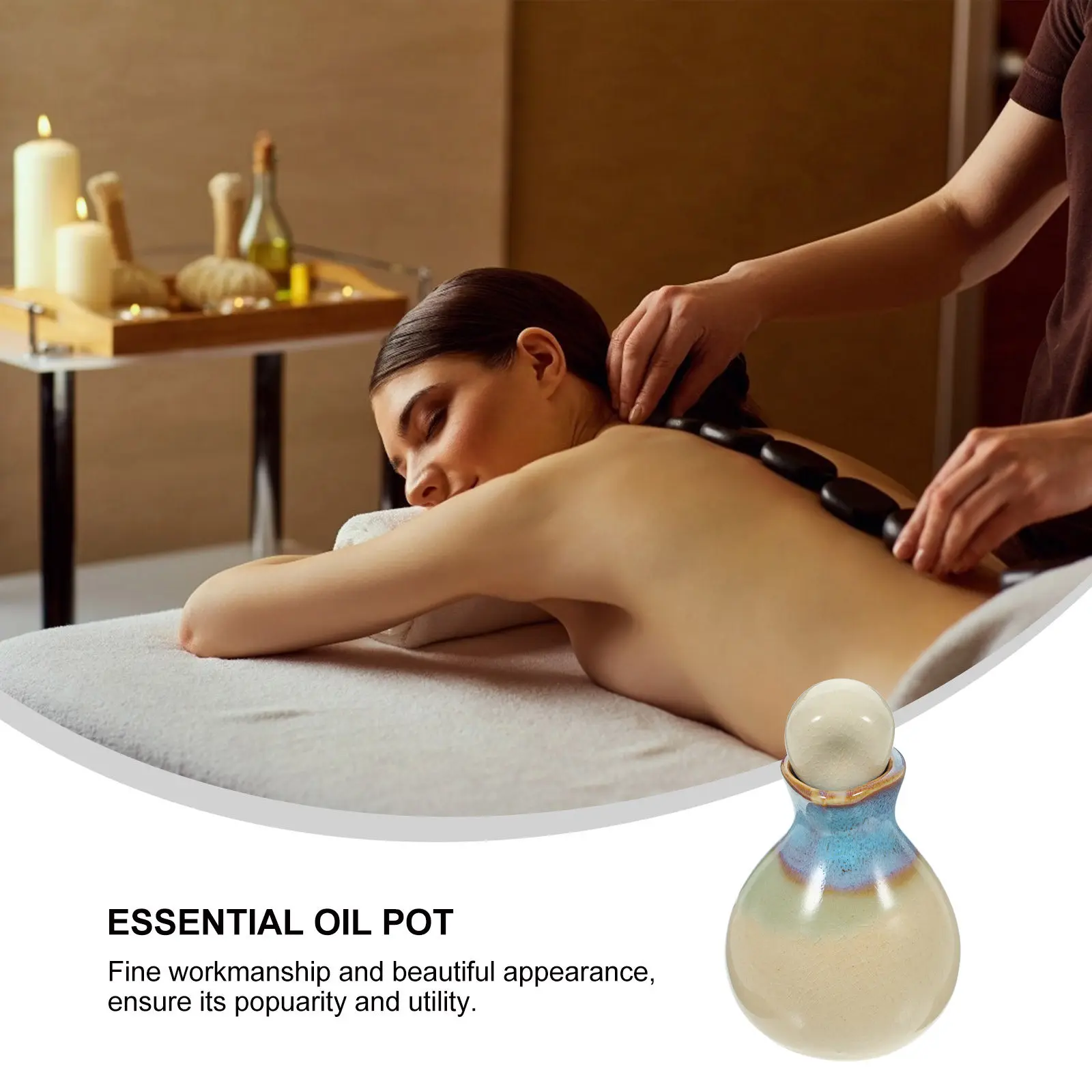 Porcelain Essential Oil Pot White Ceramics Beauty Salon Spa Oil Dispenser Container Bottleneck Color Random Beauty Salon