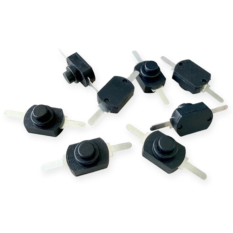 30 Stück 1208YD 12x8mm Schwarzer Flachfuß-Mini-Drucktastenschalter DC 30V 1,5A Selbstverriegelnder Typ (Halte-Typ) Taschenlampenschalter – Detail 3