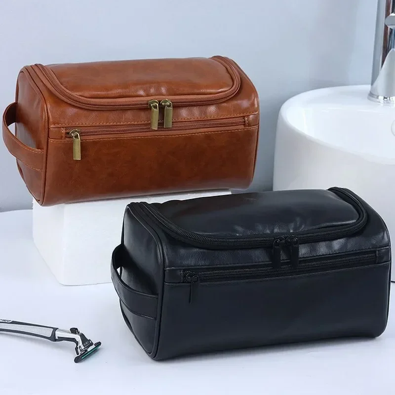 Men Vintage Luxury Toiletry Bag Travel Necessary Business Cosmetic Makeup Cases Male Hanging Storage Organizer Wash Bags