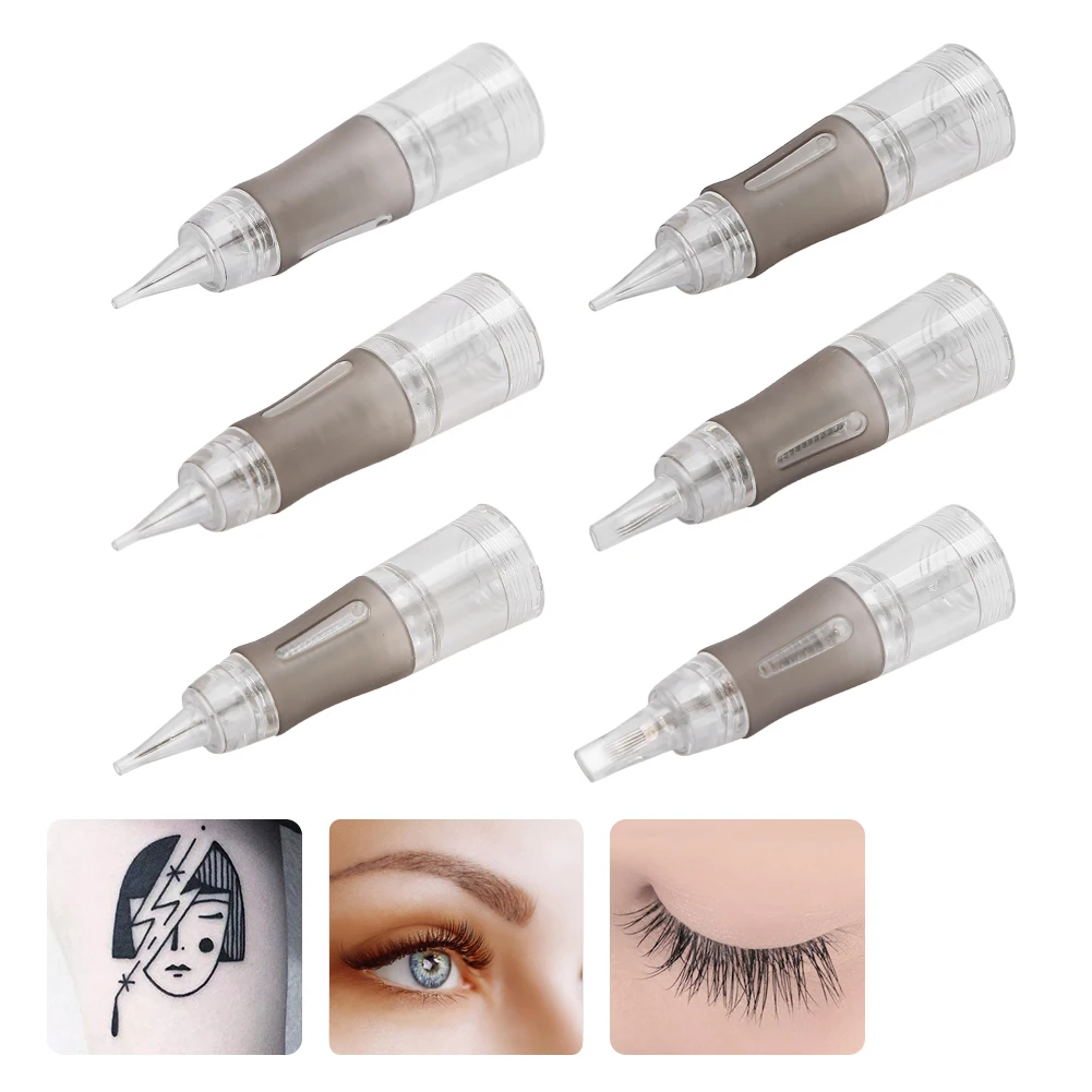 Agujas desechables de varios tamaños para tatuajes, suministros estériles para Microblading, cejas, labios, maquillaje semipermanente, 10 uds.