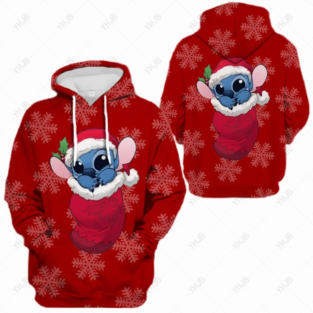 Moletom การ์ตูน Kawaii Lilo feminino E Stitch, การ์ตูน pôver comprida, capuz ลำลอง, roupas de inverno, Moda outono