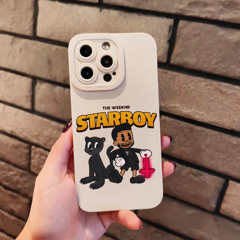 The Weeknd Cartoon Poster S-Starboy Phone Case Cover for iPhone 15 14 13 12 11 Pro Max XR Case for Christmas Birthday Gift