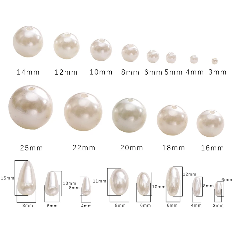 ABS Plastic Imitation Pearl Beads Ivory/White Loose Spacer Beads For Jewelry Making DIY Bracelet Necklace Earrings Accessories - view 6