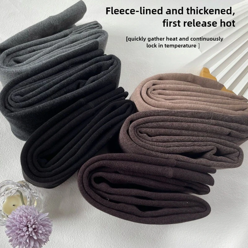 Autumn and winter velvet thickened 1800D warm self-heating coffee-colored oat leggings, thin stepping pantyhose outer wear