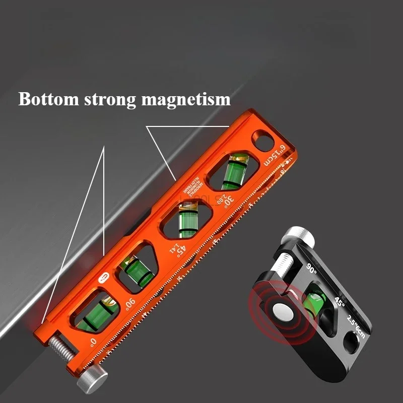 عالية الدقة المغناطيسية القوية مستوى الفقاعات الصلبة يلقي الألومنيوم البناء مستوى الروح الخامس الأخدود والمغناطيس المسار زاوية مكتشف