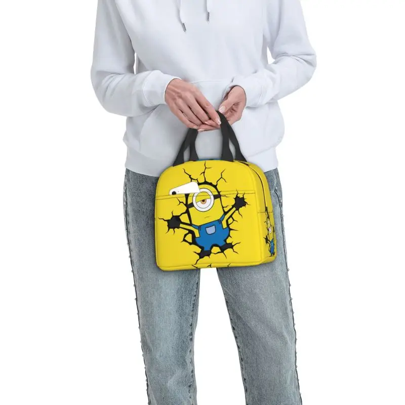 Custom Minions Broke The Wall Resuable Lunch Box Women Waterproof Cooler Thermal Food Insulated Lunch Bag Office Work