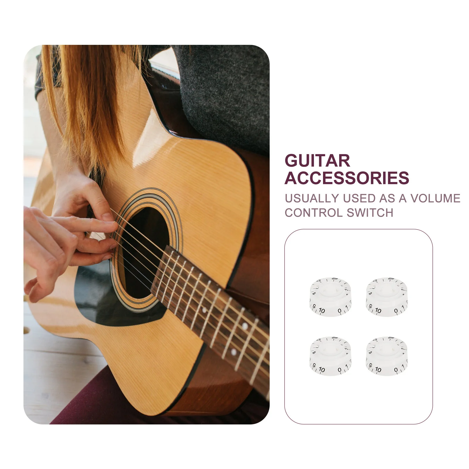 4 قطعة مقابض حجم الجيتار الكهربائي قبعات التحكم المتينة المضادة للتآكل من الأكريليك بديلة لمؤثرات مضخم الجهير #6