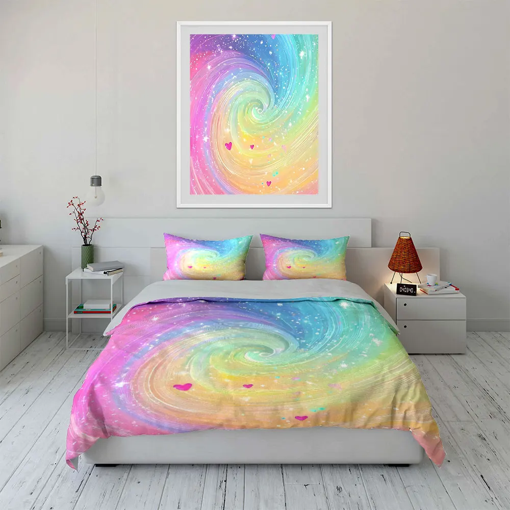 

"Colorful Galaxy Themed Decoration Set" Bedding Set with 1 Duvet Cover 2 Pillowcases Single Double King Queen, Gift