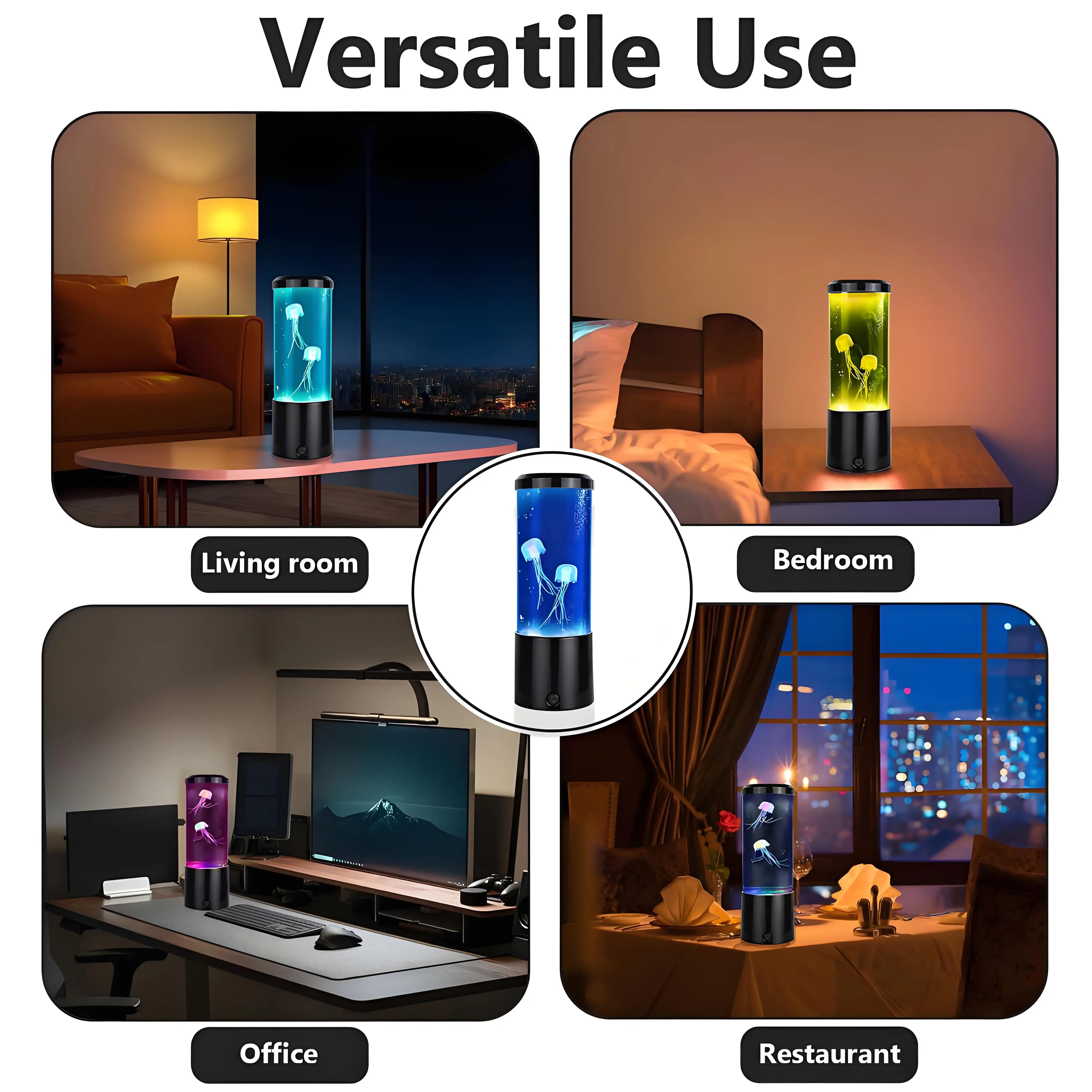 مصباح حوض سمك قنديل البحر يفتن، ضوء ليلي متغير 7 ألوان مع تأثير مهدئ - هدية ديكور المنزل والمكتب #5