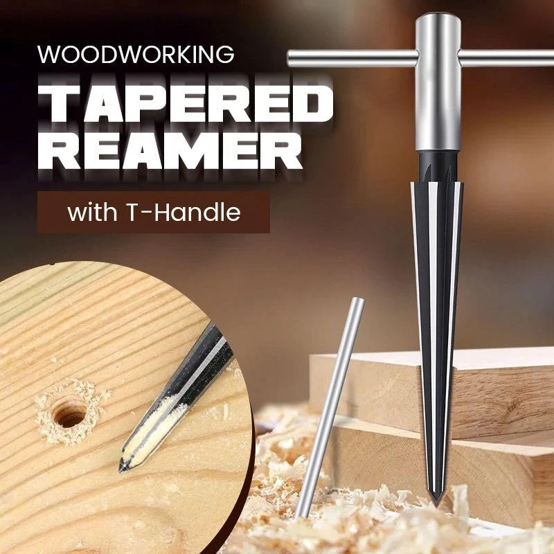 3-13mm/5-16mm T-Handle Taper Manual Reamer Tapered Hole Reamer Chamfering Tapered Wood Reaming Tool Cutting Core Drill Bit