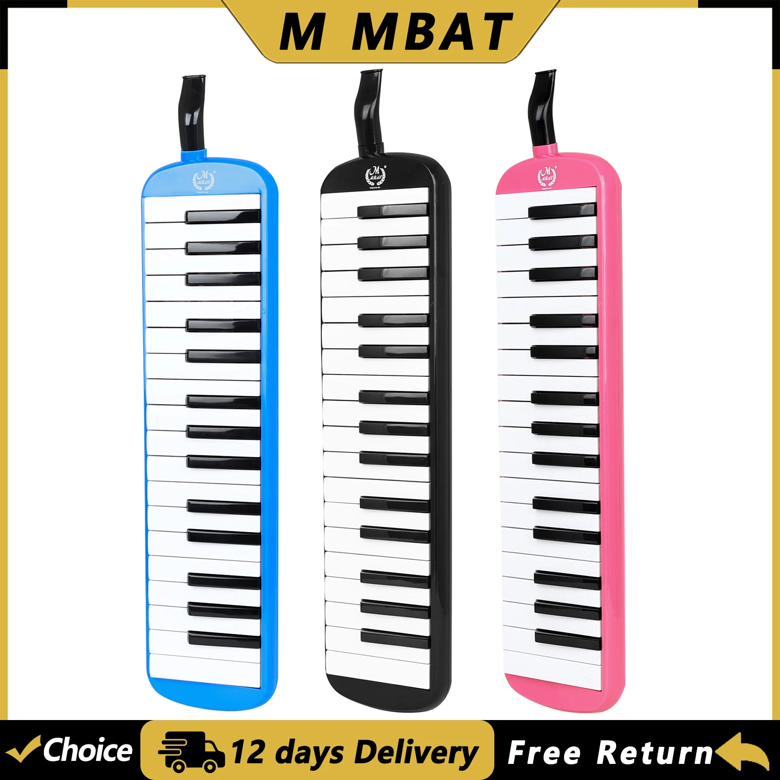 M MBAT 32 Key Melodica with EVA Case ABS Resin Body Melodica Keyboard Mouth Organ Harmonica for Beginners Students Performance