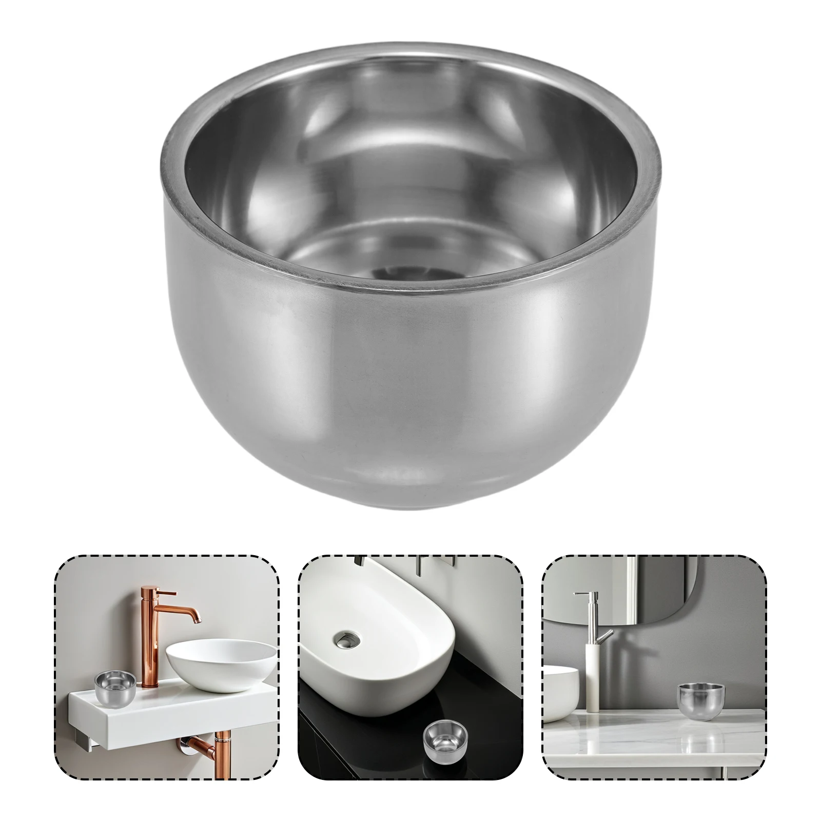 Double Layer Stainless Steel Soap Mug For Men Grooming Accessories Compact Travel Design Easy Clean Durable Metal Bowl Brush
