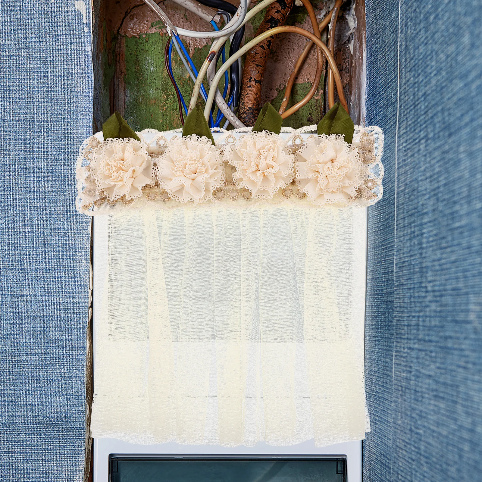 

Mini Curtain Tiny Decorative Fabric Meter Box Cover Curtain Sheer Miniature Window Accessory Lace Trims Home Office