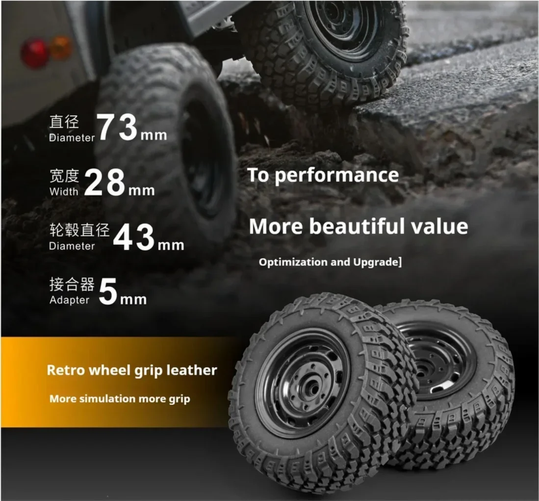 

4PCS NEEBRC 73mm 5mm Hex Off-road Rubber Tires Wheels for MN98 MN98s 1/12 1/14 RC Car Truck WPL C24-1 B36 D12 C64 D74-1 Upgrade