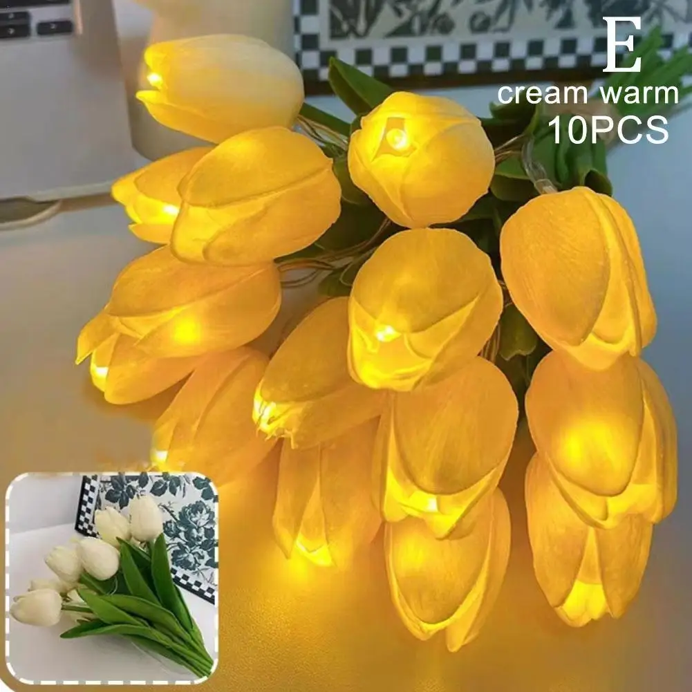 

10pcs Tulips With LED Light Artificial Tulip Flowers Table Lamp Simulation Tulips Bouquet Night Light Gifts For Home Decoration