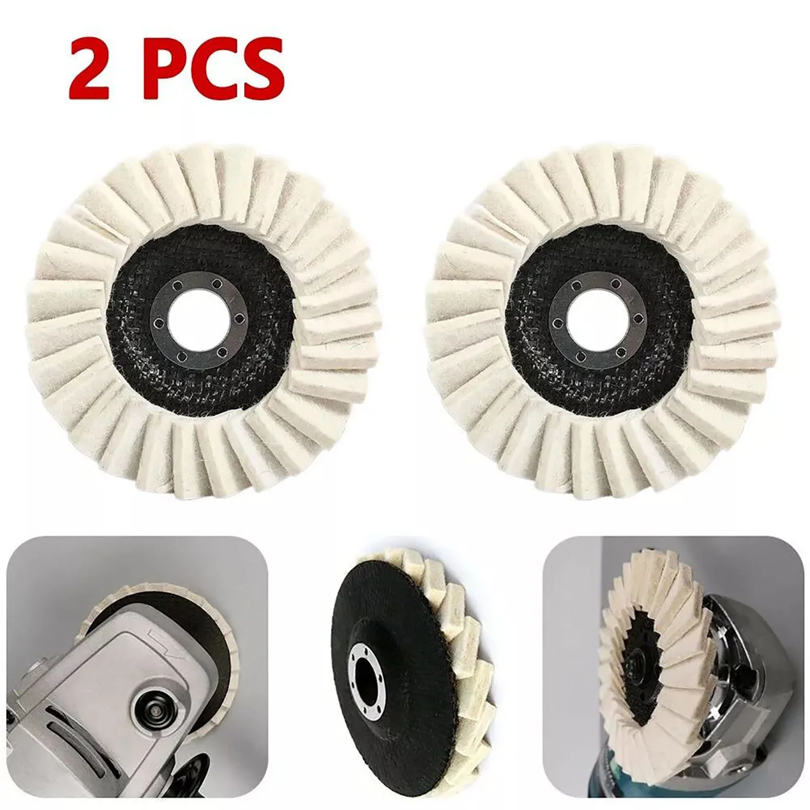 

2Pcs/Set 4.5inch 115mm Round Polishing Wheel Wool Felt Flap Finishing Wheel Buffing Pads Buffer Disc For Angle Grinder Accessory