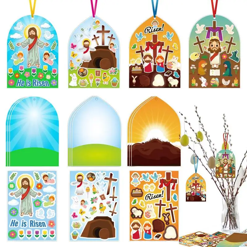 

Easter Jesus Resurrection Stickers Ornaments 36PCS Set Make an Easter He Lives Sticker for Kids Christian Nativity Religious