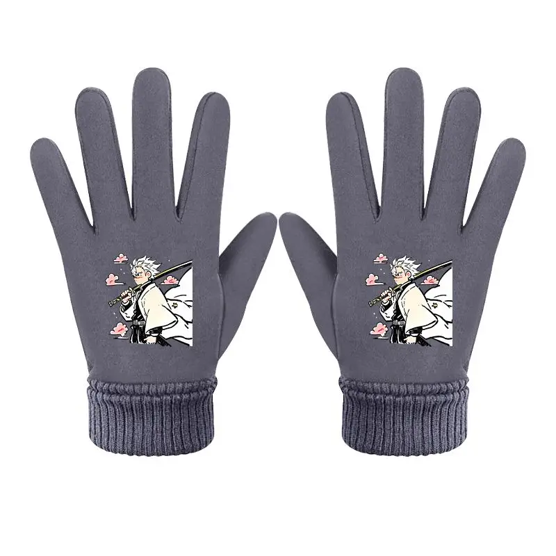 Demon Slayer Anime Cartoon Fingerless Gloves Mitsuri Kanroji Peripheral Goods Winter New Warm Children Outdoor Gloves Girl Gifts - view 5
