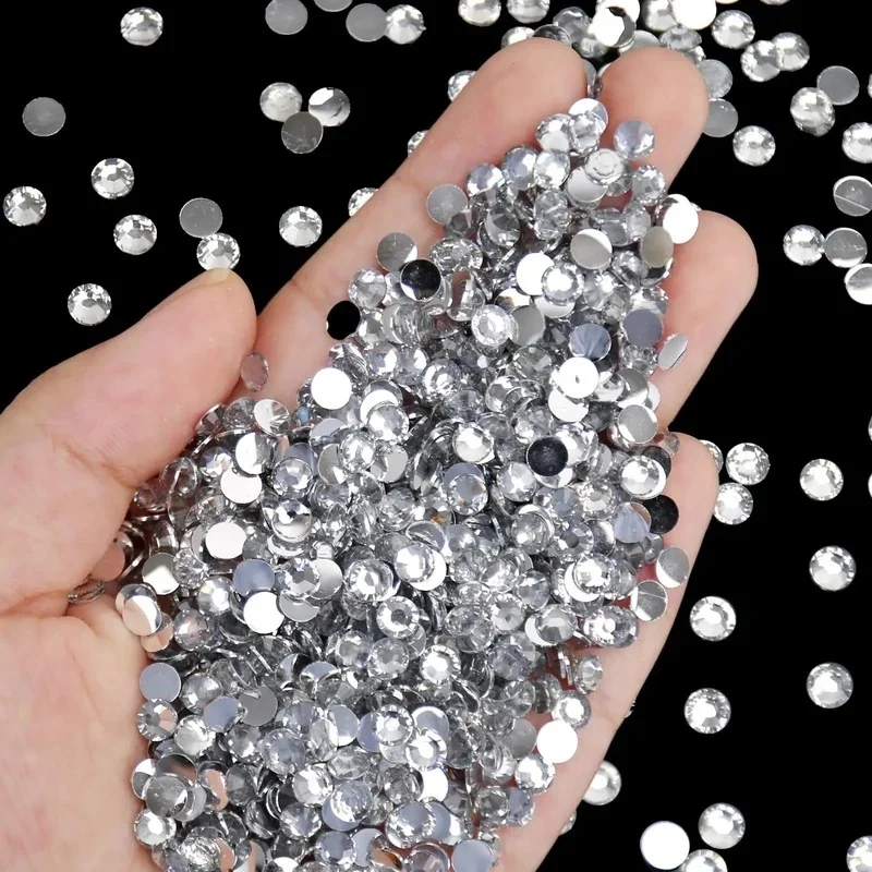 5000/10000PCS Clear Silvery Flatback Resin Rhinestones 2-6mm Faux Gems Bead for Crafts DIY Nail Art Charms Supplies Stones Bulk