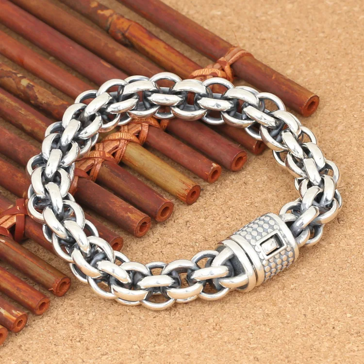 

S925 sterling silver personality ornament vintage Thai silver men's fashion domineering bracelet hip hop National style style