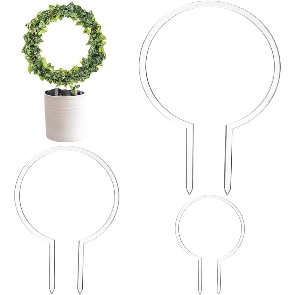 3 Stück kreisförmiges Acryl-Spalier für Topfpflanzen, 3 Größen, rundes Spalier für Kletterpflanzen, Ringform, Pflanzenstützen für Reben