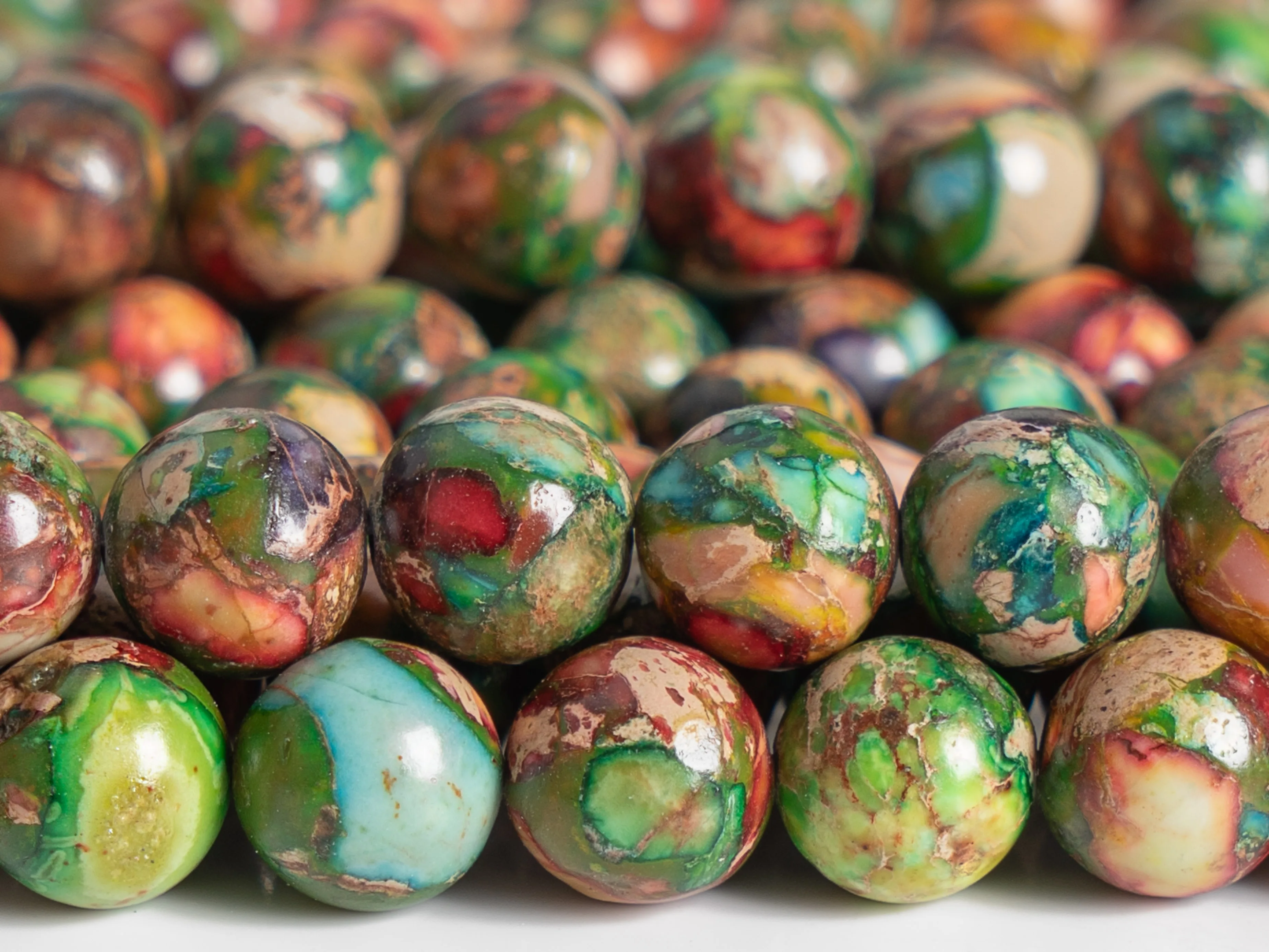 Natural stone Multicolor Sea Sediment Imperial Jasper Grade AAA  Loose Beads Round Size Options 4/6/8/10mm for Jewelry Making