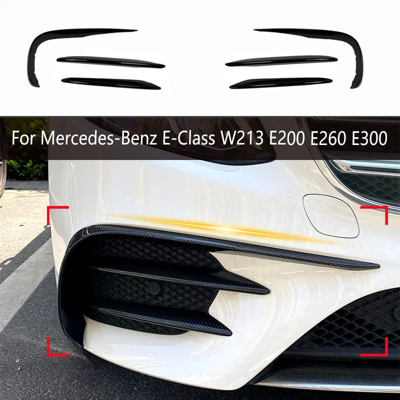 

For Mercedes-Benz W213 2016-2020 E200 260 300 ABS carbon fiber front bumper splitter spoiler fog lamp guard body kit accessories