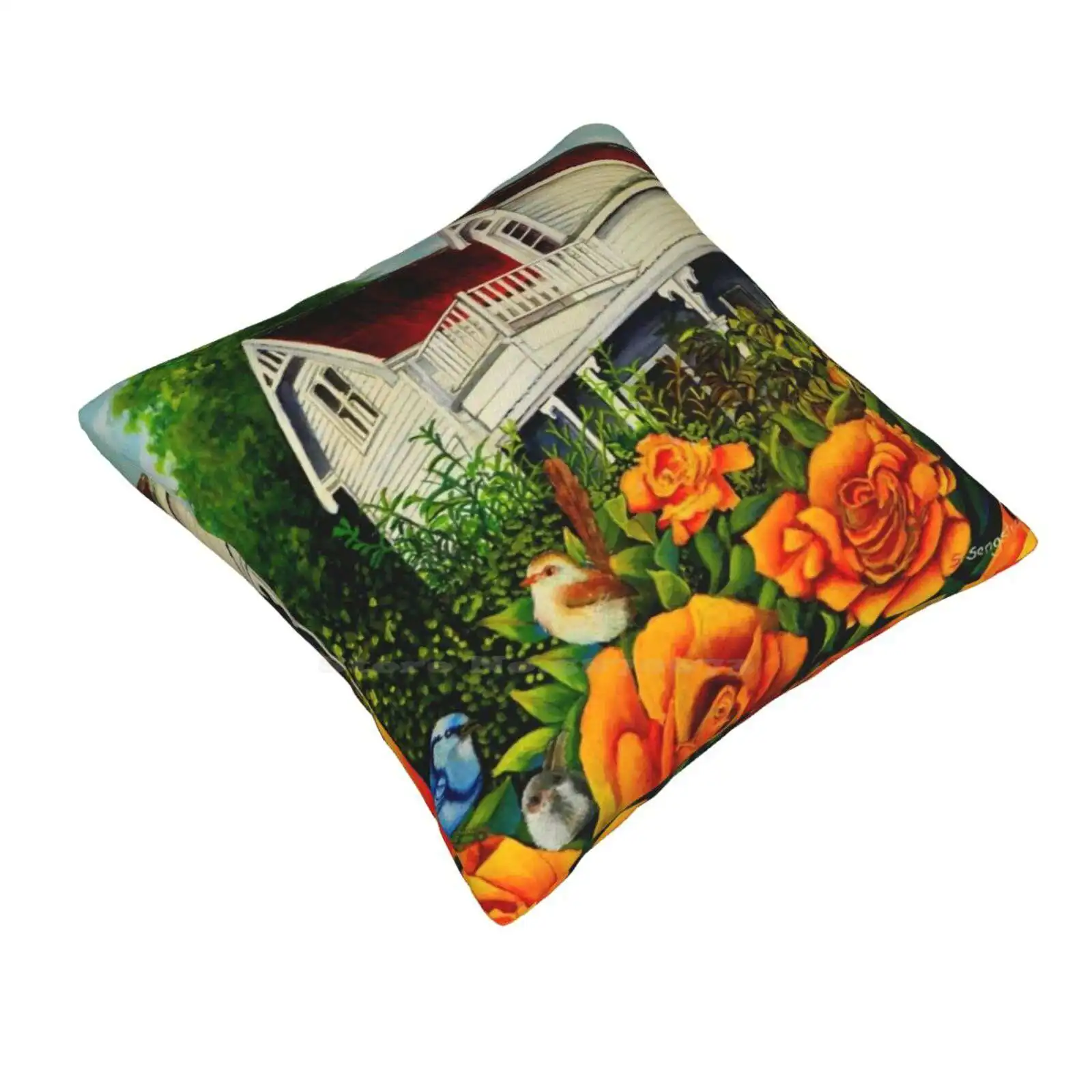 The Rose Gardens. Franklin Tasmania Home Sofa Car Waist Throw Pillowcase Watercolour Painting Australian Wildlife Painting