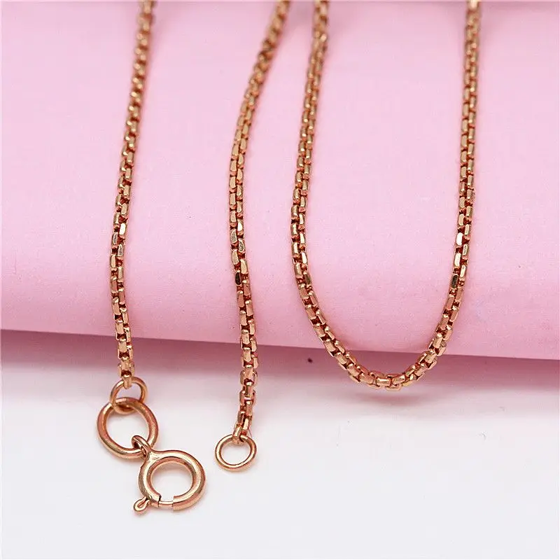 585 Purple Gold Box Chain Necklace Unique High Grade Plated 14K Rose Gold Clavicle Chain Party Jewelry Accessory Chain