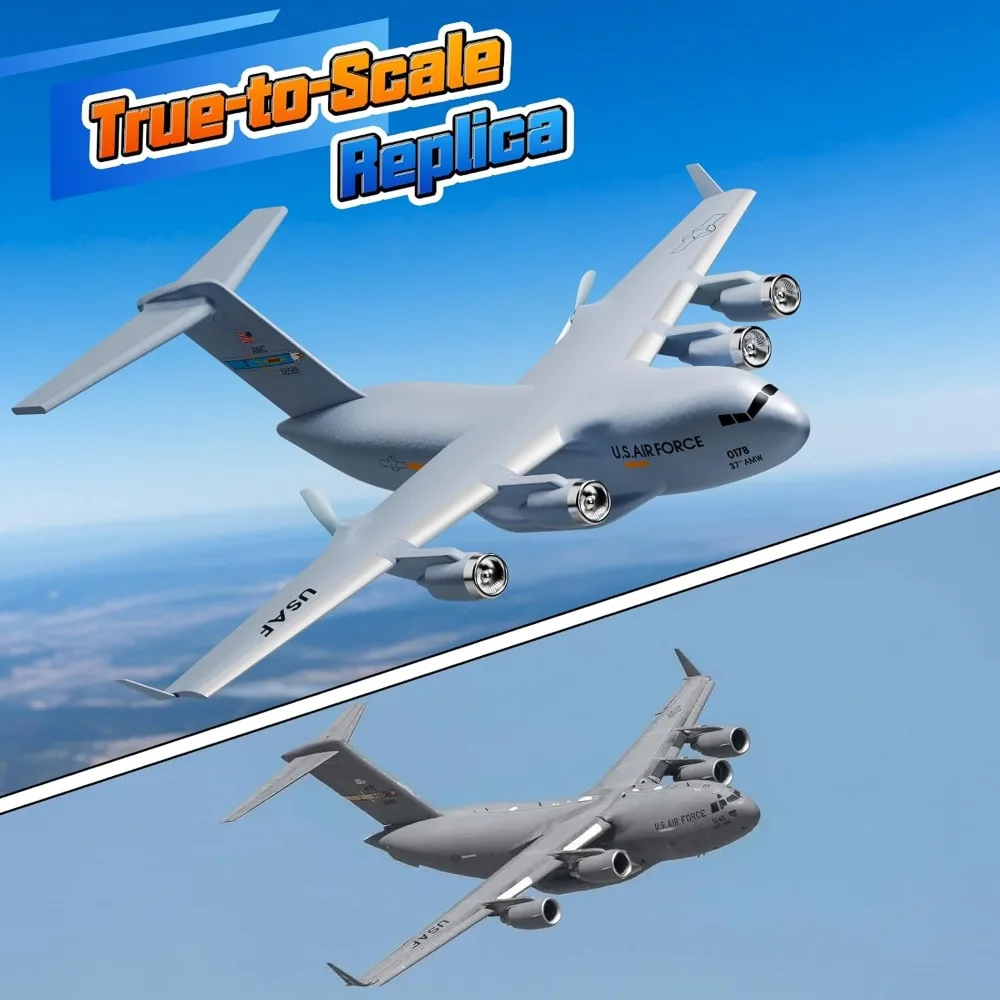 Ready-to-Fly 2-Channel C-17 Globemaster III Military Transport RC Airplane with 6-Axis Gyro Stabilization