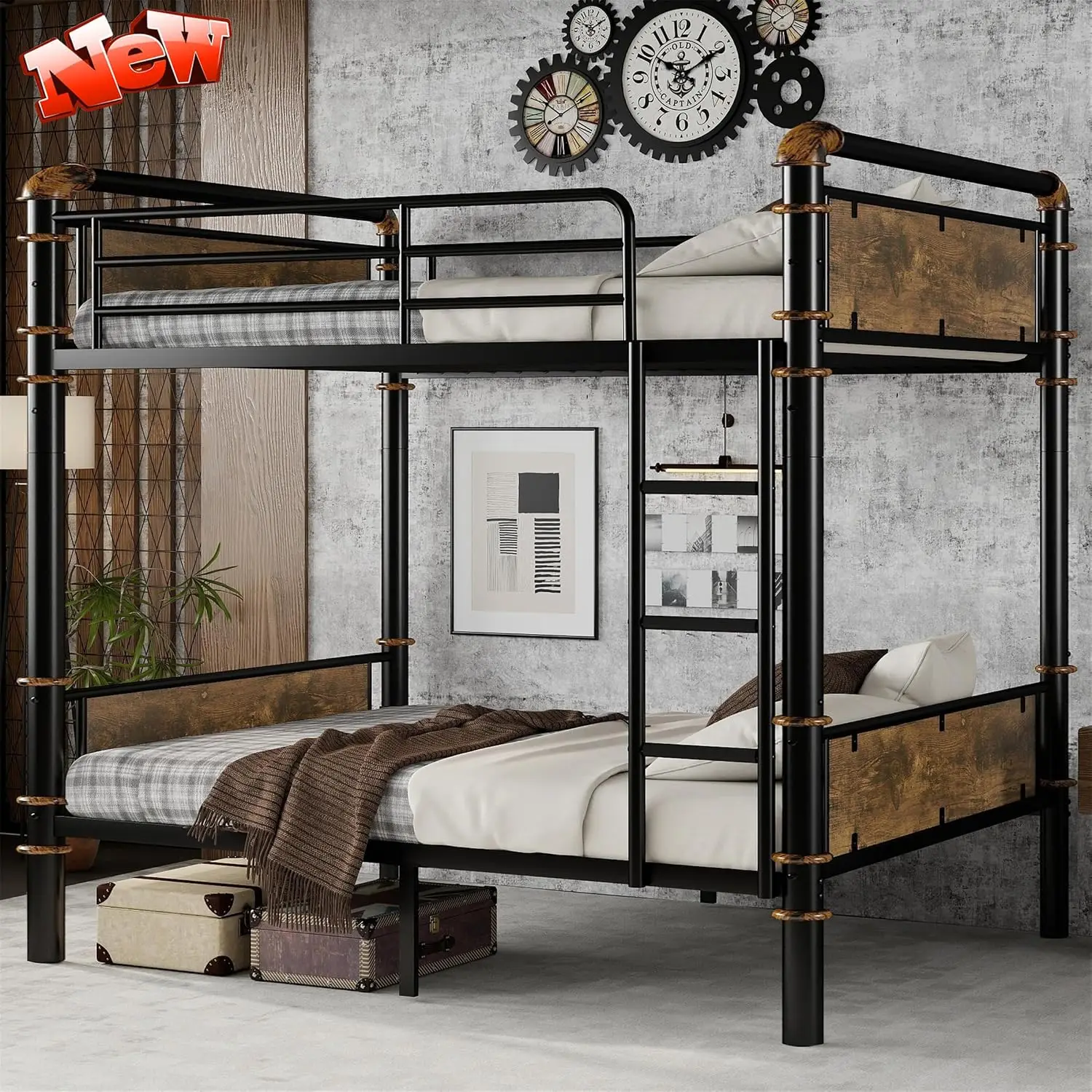 Thickened Metal Heavy-Duty Twin XL Bunk Bed Frame With Ladder For Adults Easy Assembly, Customized