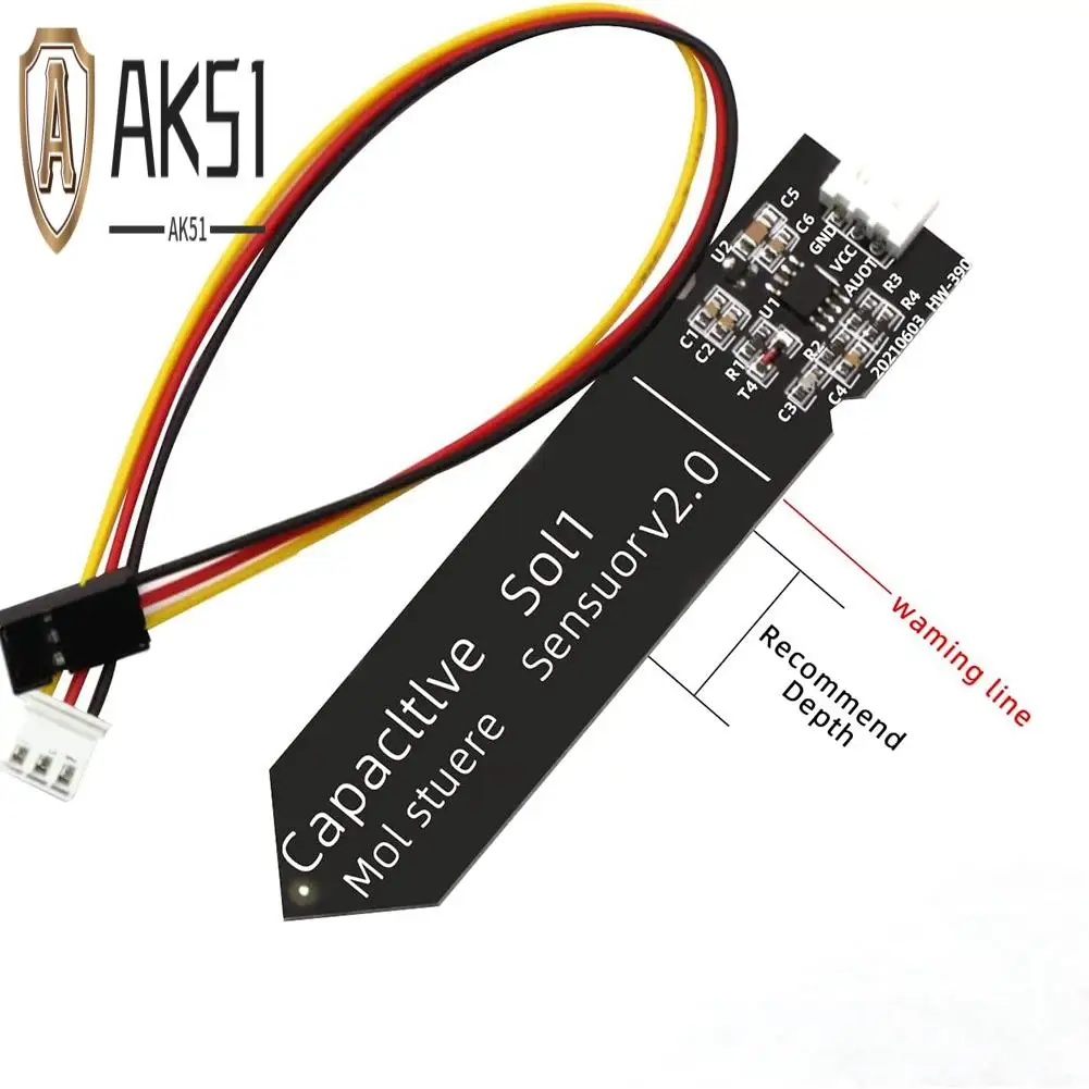 

AK51-емкостный модуль датчика влажности почвы 3,3-5,5 В 3-контактный с гравитационным проводом, устойчивый к коррозии для полива сада своими руками