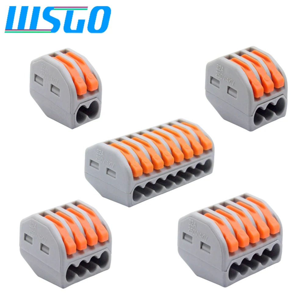 Conector de Cable compacto tipo 222, Terminal de enchufe rápido, 30/50/100 piezas, módulo de cableado para el hogar naranja 212