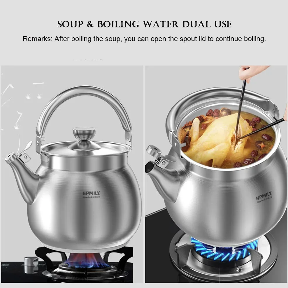 

304 Stainless Steel Boiling Kettle 5.5L Large Capacity Boiling Water Pot Whistle Kettle For Induction Cooker Gas Stove
