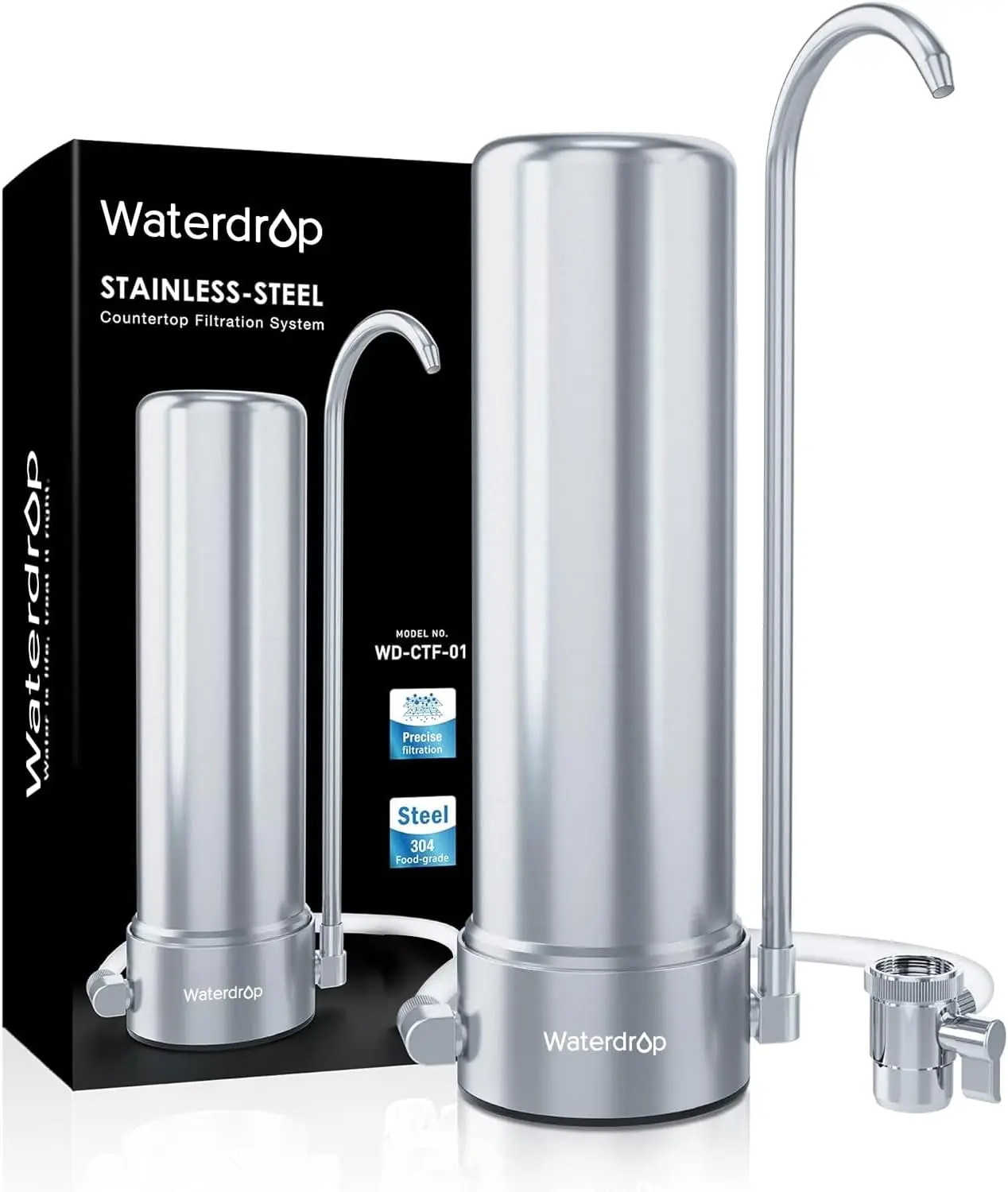 Countertop Water Filter, NSF/ANSI 42&372 Certified,5-Stage Stainless Steel Faucet Water Filter for 8000 Gallons, Reduc