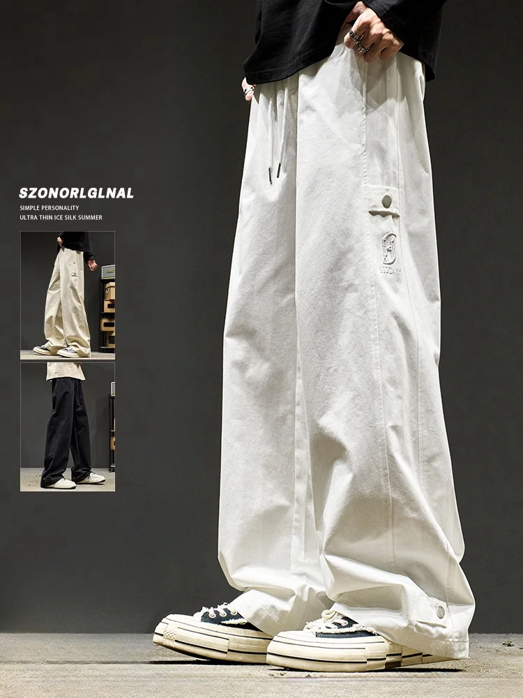 

Trendy Japanese Sle Work Pants Men's Autumn Winter Thiened Fce Casual Loose Long Trousers Straight Leg Cotton Pants