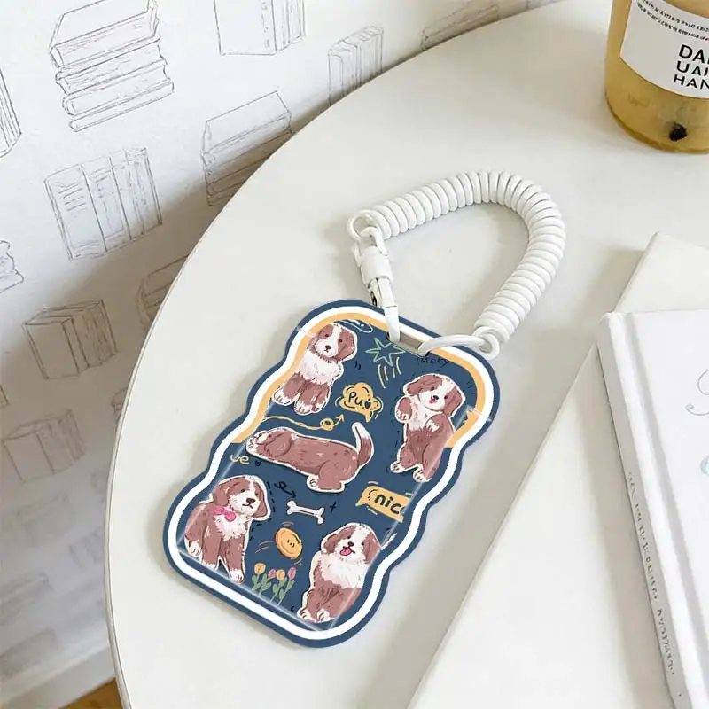 Cards Cover for Stretchable Spring Cord Student Bus/Meal Card Protection Case Photo Protector Kpop Photocard Holder