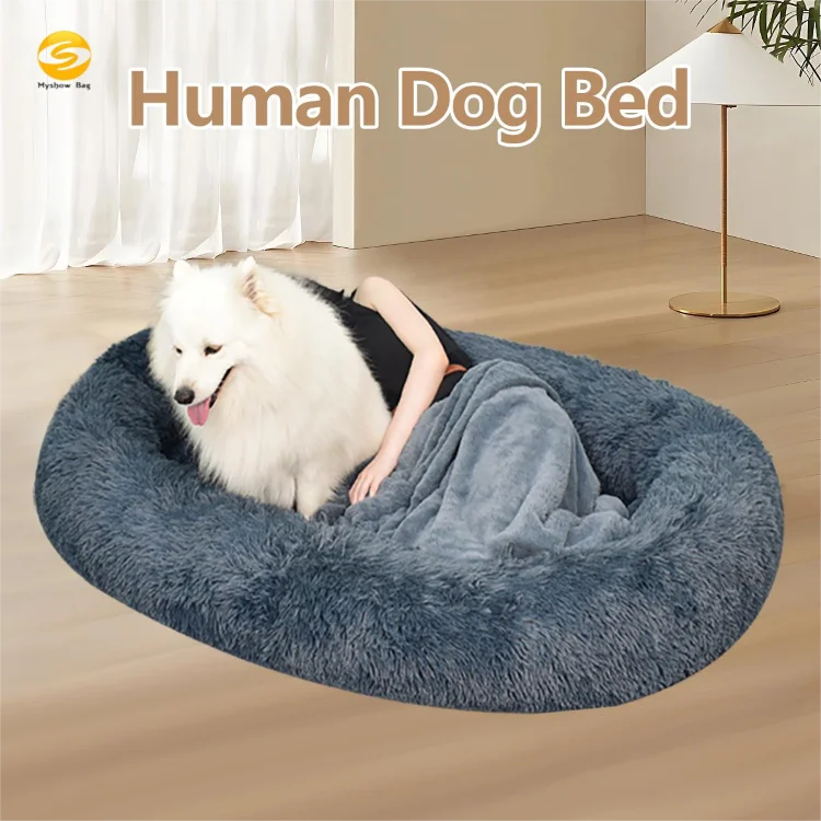 Luxury long plush Dog Cat Beds Washable and Detachable Puppy Couch Fluffy Soft Pet Sofa for human