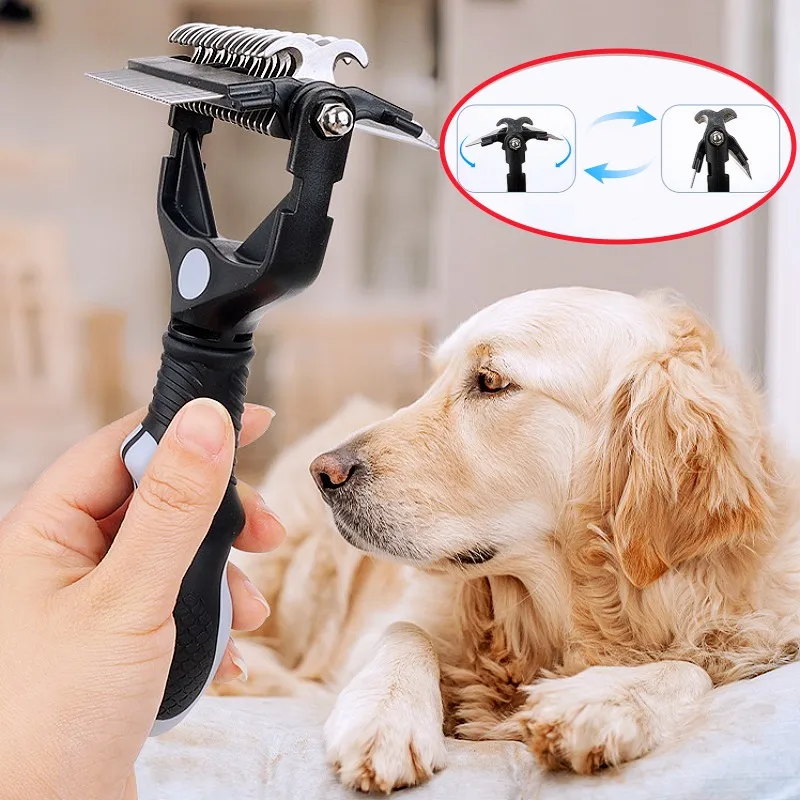 Dog Brush Knife Dog Comb Pet Hair Remover Three-in-one Knife Combs for Dogs Hair Knot Cleaning Massage Cat Brush Pet Accessories