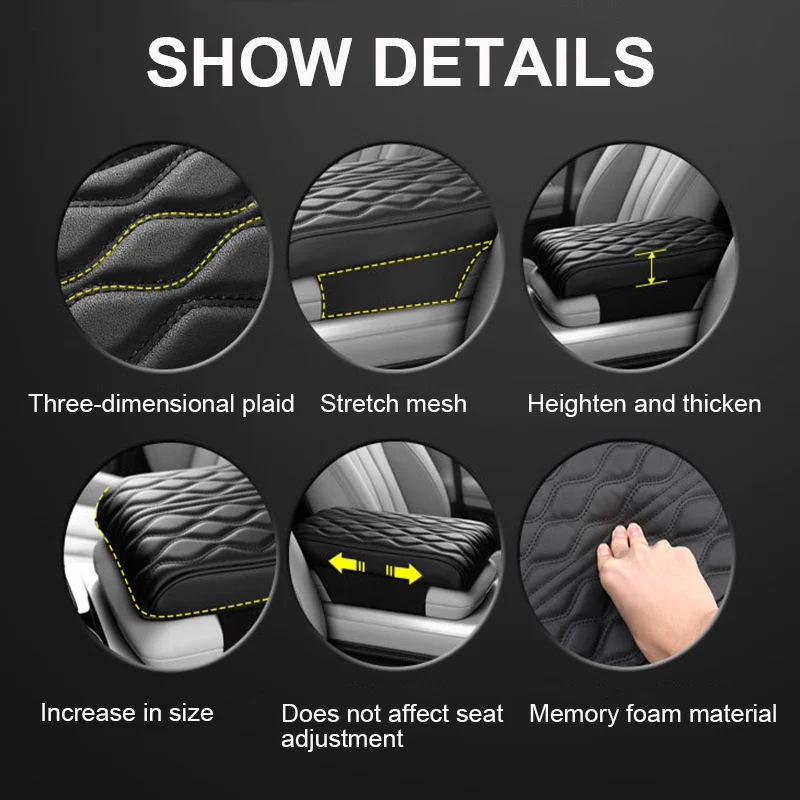 Car Armrest Pad Soft PU Leather Anti Scratch Universal Waterproof Box Cover Cushion Resistant Center Console Non Slip Arm Rest