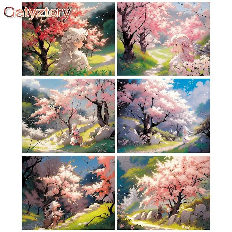 

GATYZTORY Spring Landscape Painting By Numbers Kits For Adults HandPainted Acrylic Paint Coloring On Canvas Living Room Decor