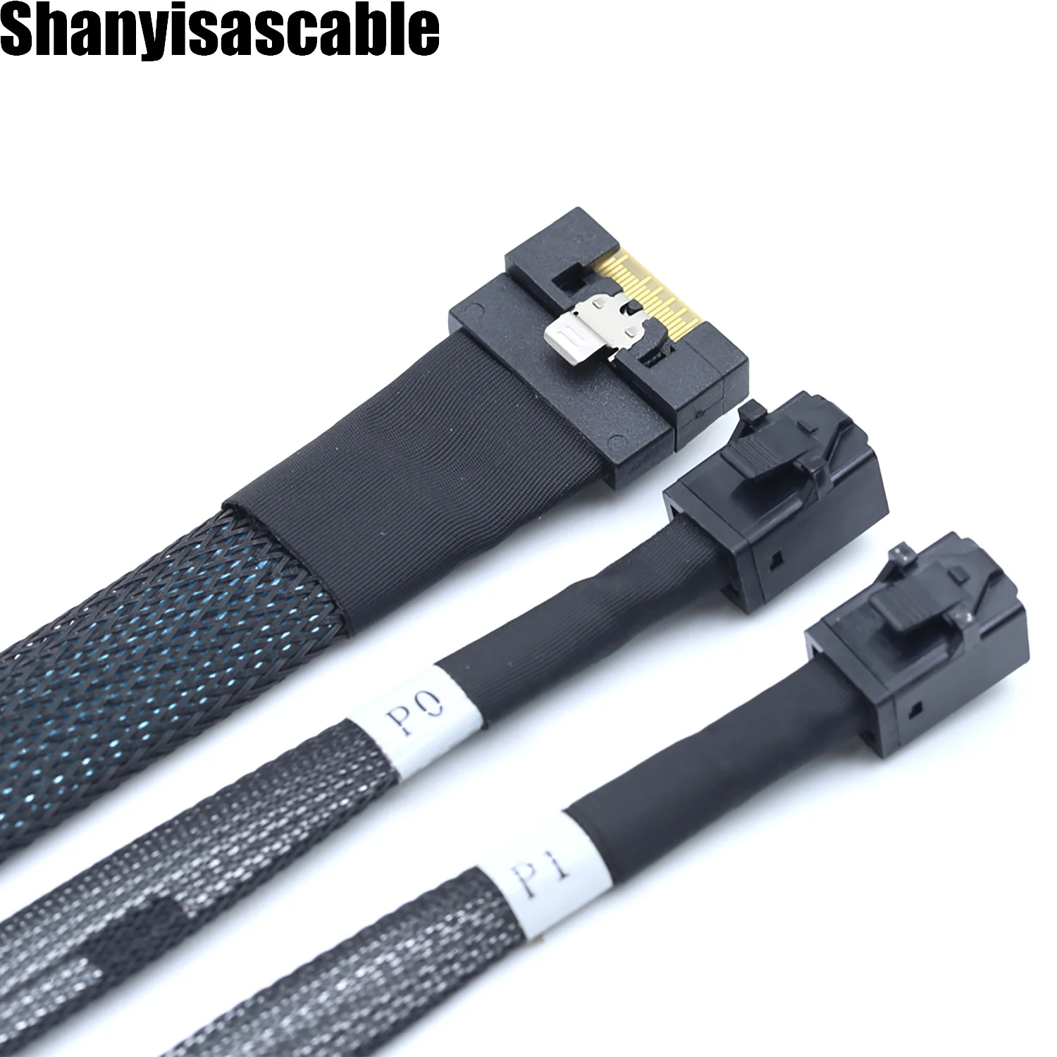 

1.0M PCI-E Ultraport Slimline SAS Slim 4.0 SFF-8654 8i 74pin to Dual SFF-8643 4i Mini SAS HD Cable PCI-Express