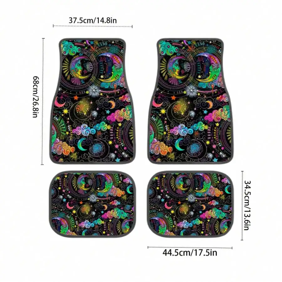 

4pcs Colorful Astronomical Pattern Non-Slip Car Floor Mats Universal For Sedan SUV Truck