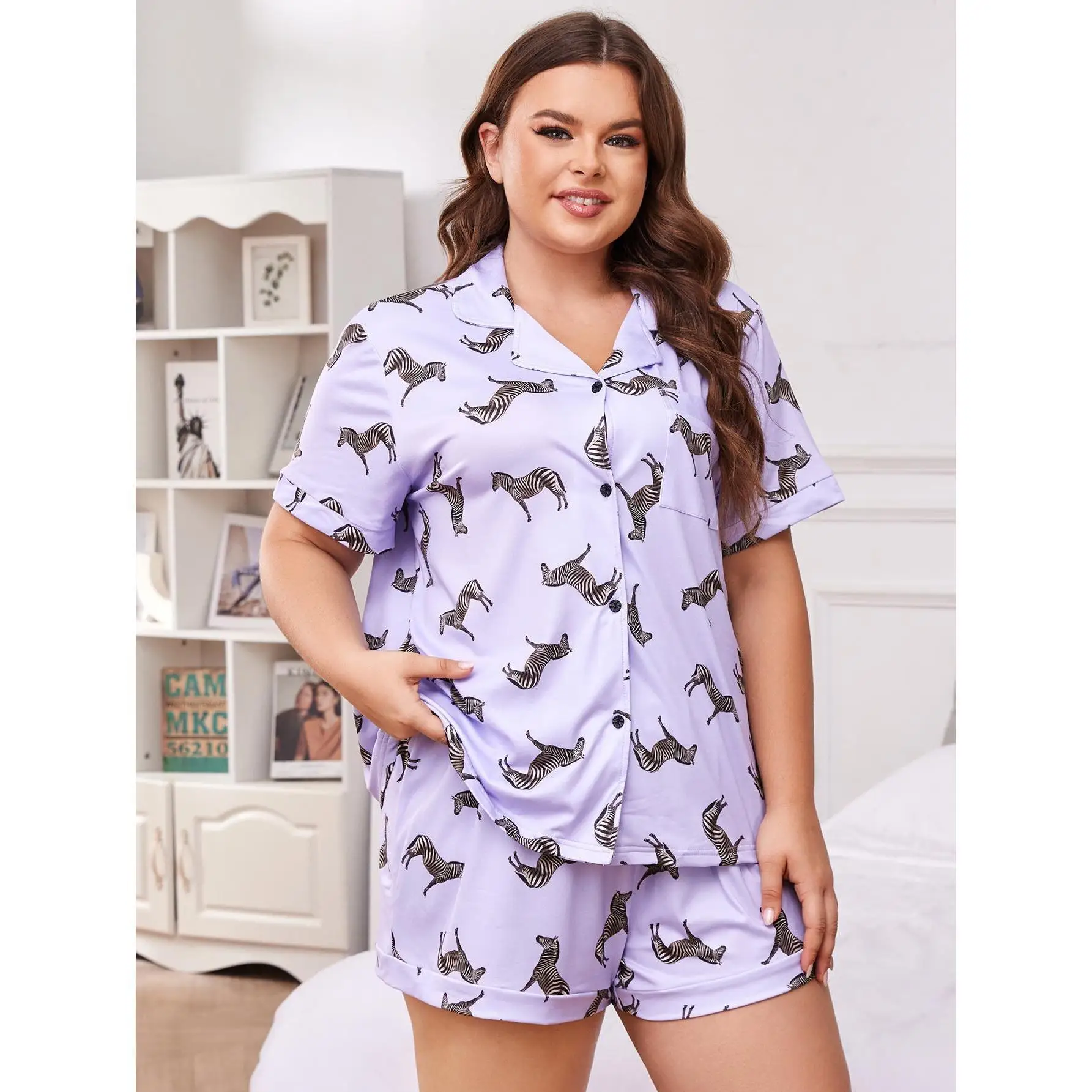 

New Large Size Milk Silk Women's Home Wear Simple Loose Comfortable Casual Short Sleeve Shorts Two-piece Set Plus Fat Pajamas4XL