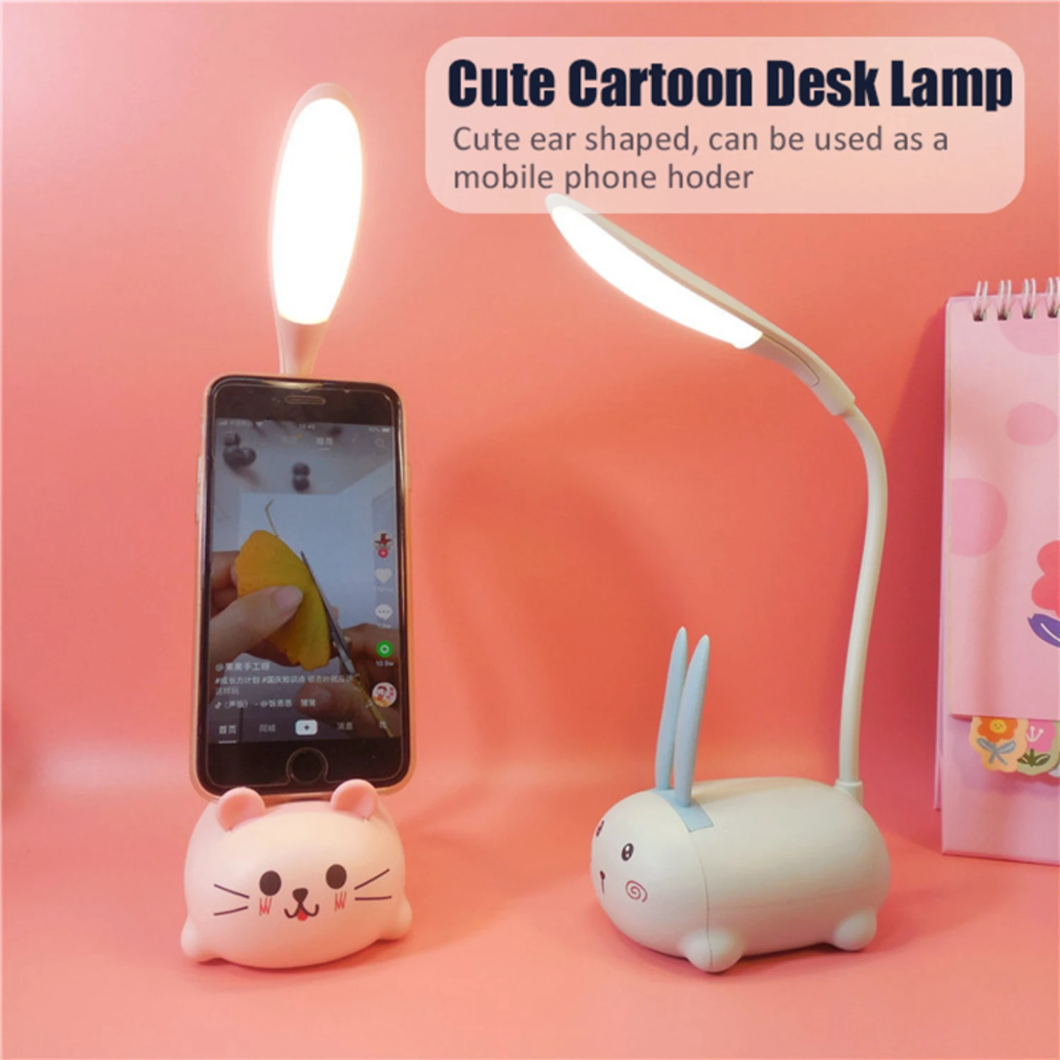 Portátil LED Desk Lamp para crianças, Mini desenhos animados, USB recarregável, proteção para os olhos e leitura, portátil LED Night Light, Ideal C, adorável, novo