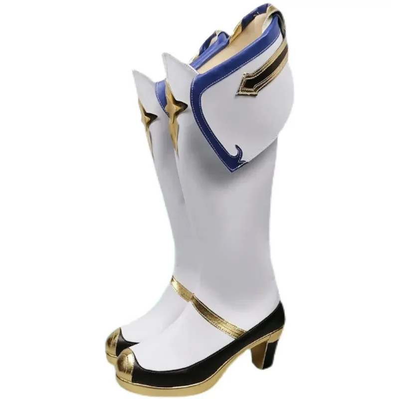 Gioco Genshin Impact Saccarosio Stivali Cosplay Stivali lunghi Scarpe Stivali da donna/uomo Halloween per ragazza Ragazzo Scarpe da carattere in PU